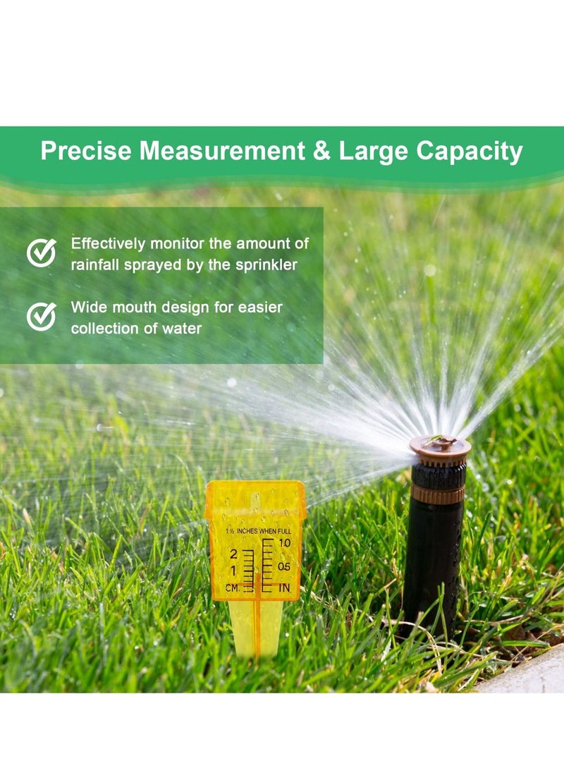 SYOSI - SYOSI 10 Pcs Rain Gauge Sprinkler Gauge, Transparent Wide Mouth Garden Water Gauge Reusable Outdoor Water Measuring Tool Durable Plastic Water Measuring Tool for Garden Lawn Backyard (Yellow) - Image 1