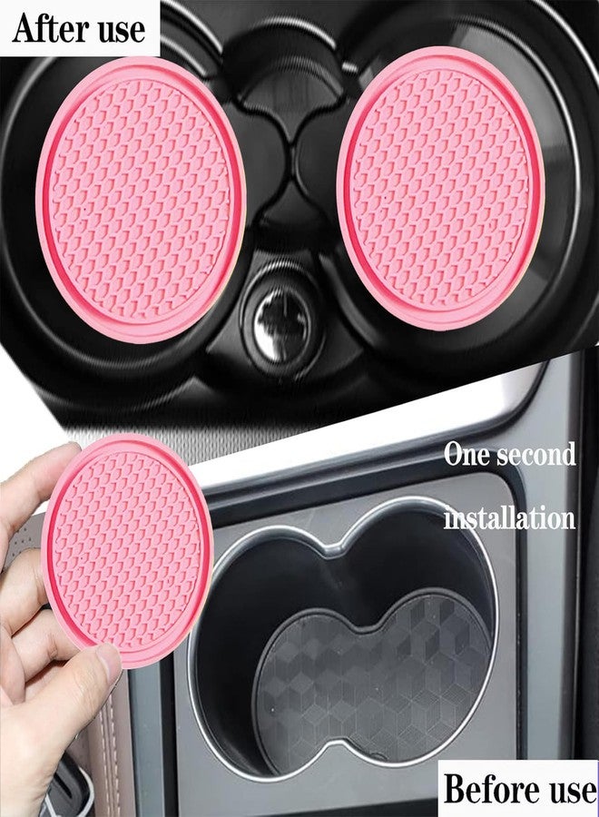Sodcay 4 PCS Car Cup Holder Coaster, 2.75In PVC Anti Slip Cup Holder Insert Coaster, Honeycomb Waterproof Fixed Tea Coaster, Universal for Vehicle Interior Cup Mats (Pink) - Image 3