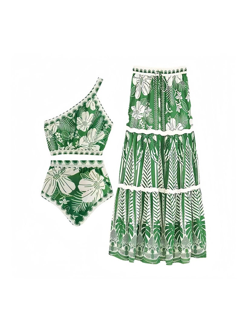 Y&D 3 Piece Swimsuits for Women High Waisted Bikini Sets Retro Swimsuit with Cover up Beach Wrap Skirt - Image 1