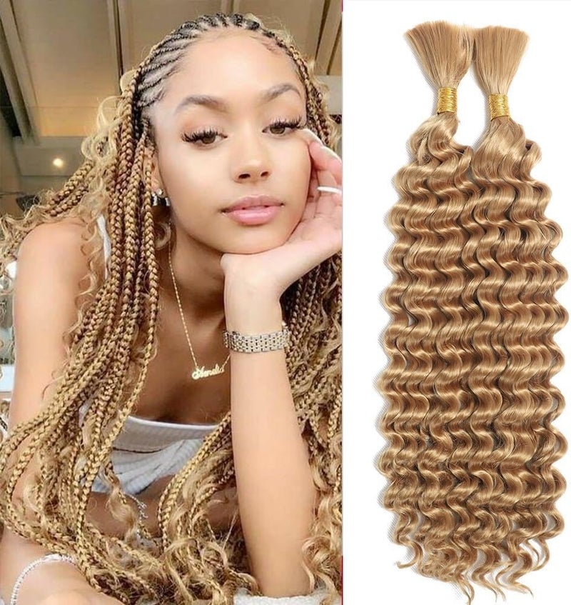 Datanala Human Braiding Hair 18Inch Deep Wave Bulk Human Hair for Braiding 100 Unprocessed Brazilian Virgin Wet and Wavy Human Hair Extensions for Boho Braids Human Hiar Bulk Human Hair 27NEW
