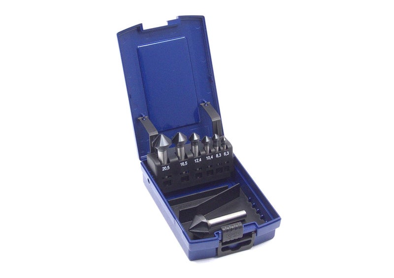 WSH-TOOLS Countersink HSS-G 90° DIN 335C uneven pitch Set of 7pcs TiAlN | Chatter-Free Deburring Tool Dubai UAE - Image 1
