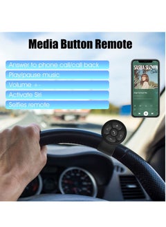 SYOSI Media Button Steering Wheel Remote Control for Car Bike Motorbike Boat IPX6 Waterproof Compatible Compatible for iPhone for Samsung Galaxy Any Android Device, Black  - Image 2