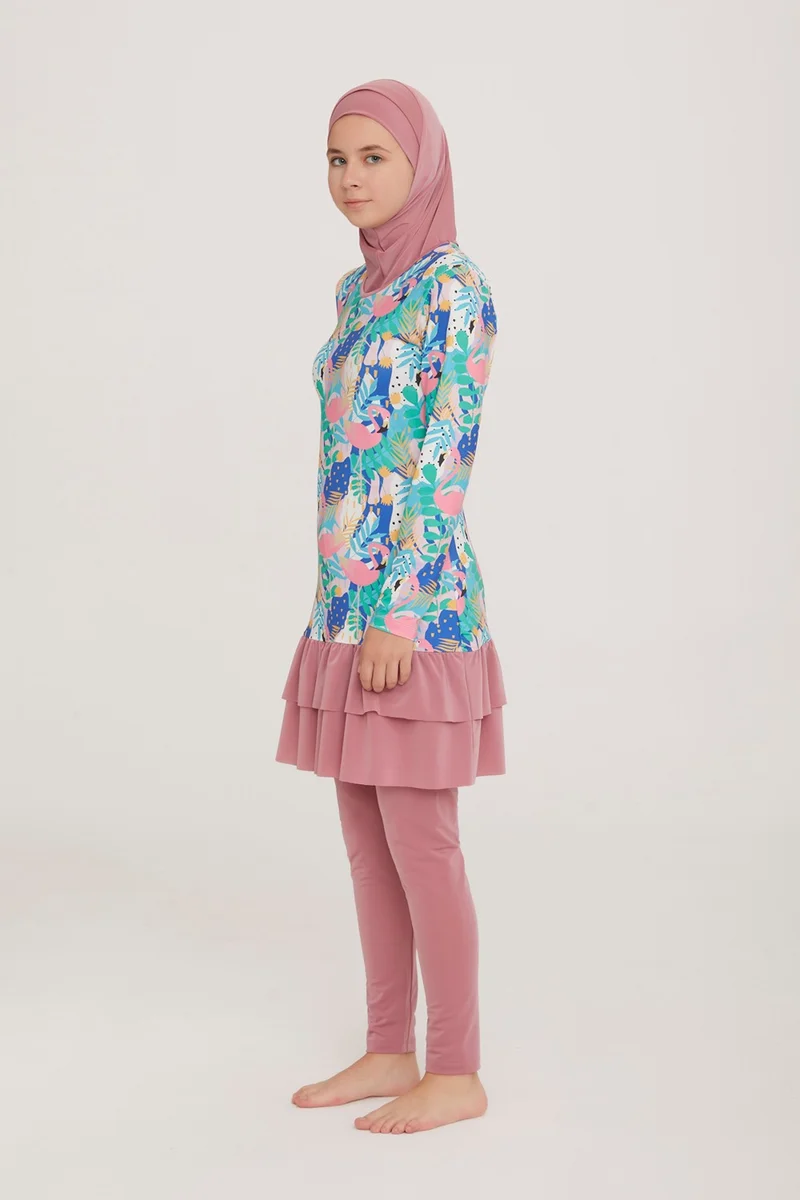 Remsa Mayo Remsa Swimsuit Young Fully Covered Lycra Hijab Swimsuit Fınn 2 8126 Rose Dusty Remsa Swimsuit