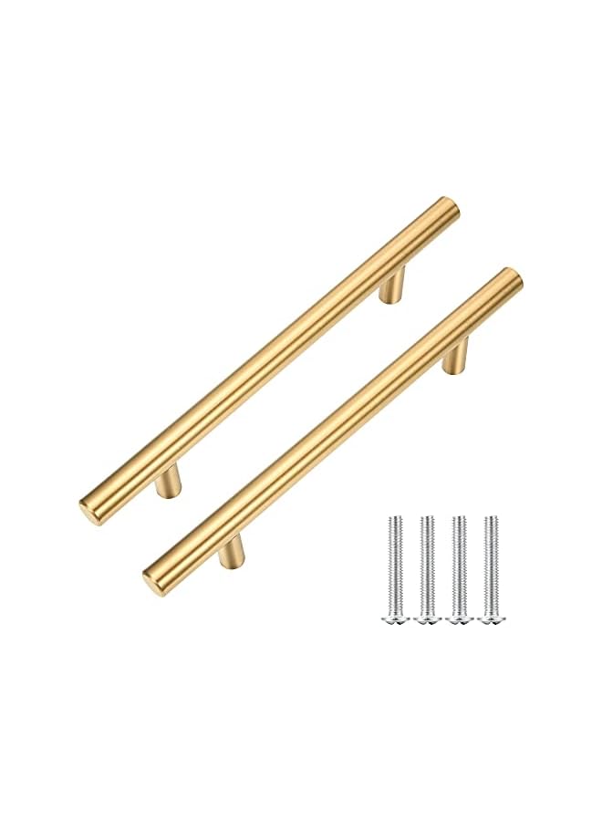 promass 15 Pack Cabinet Pulls Brushed Gold Stainless Steel T Bar Pull Handle for Furniture Kitchen Cabinet Cupboard Drawer Door Handle Pull Knobs (Overall Length 7-7/8",Hole Center 5") - Image 2