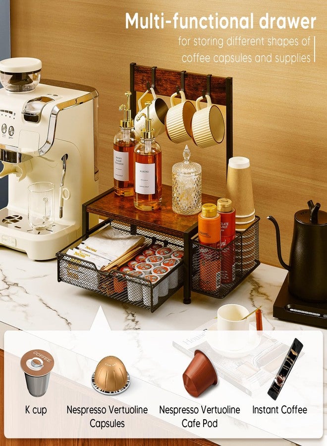 Poyilooo Coffee Bar Organizer with K Cup Holder,Coffee Pod Drawer Holder for 24 Pod Capacity, Storage Drawer with Dispoable Cups & Lids Holder, Coffee Bar Station Organier for Countertop, Kitchen - Image 2
