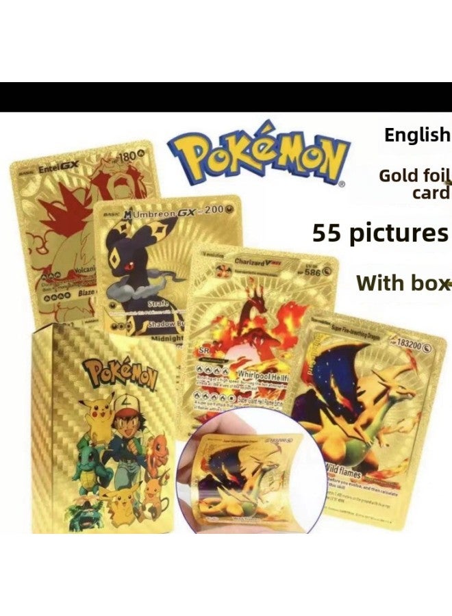 Baokemeng Gold Foil Card 55 Pokemon Colorful PVC Pokemon Toy Card Wholesale-Color:English 27 Colors (360 Boxes Per Box) Whole Box Shot  - Image 2