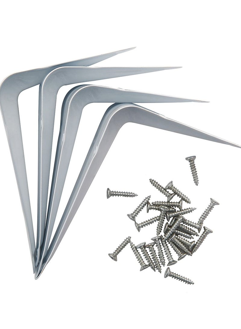 LAWAZIM Right Angle Shelf Bracket Set -8 Piece- Corner bracket L Shelf Support Hardware Angle Mounting Brackets Shelving Hardware Home Decor Kitchen Garage Office Closet for Open Shelving storage - Image 2