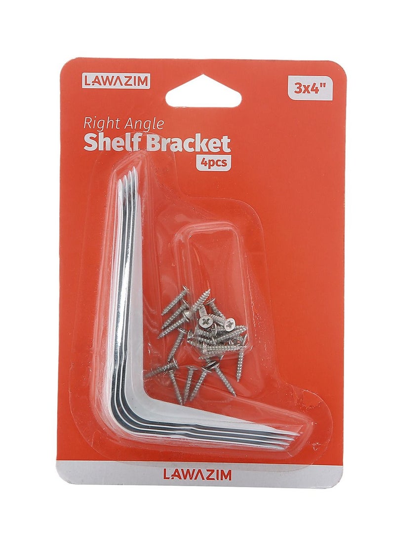 LAWAZIM Right Angle Shelf Bracket Set -8 Piece- Corner bracket L Shelf Support Hardware Angle Mounting Brackets Shelving Hardware Home Decor Kitchen Garage Office Closet for Open Shelving storage - Image 3