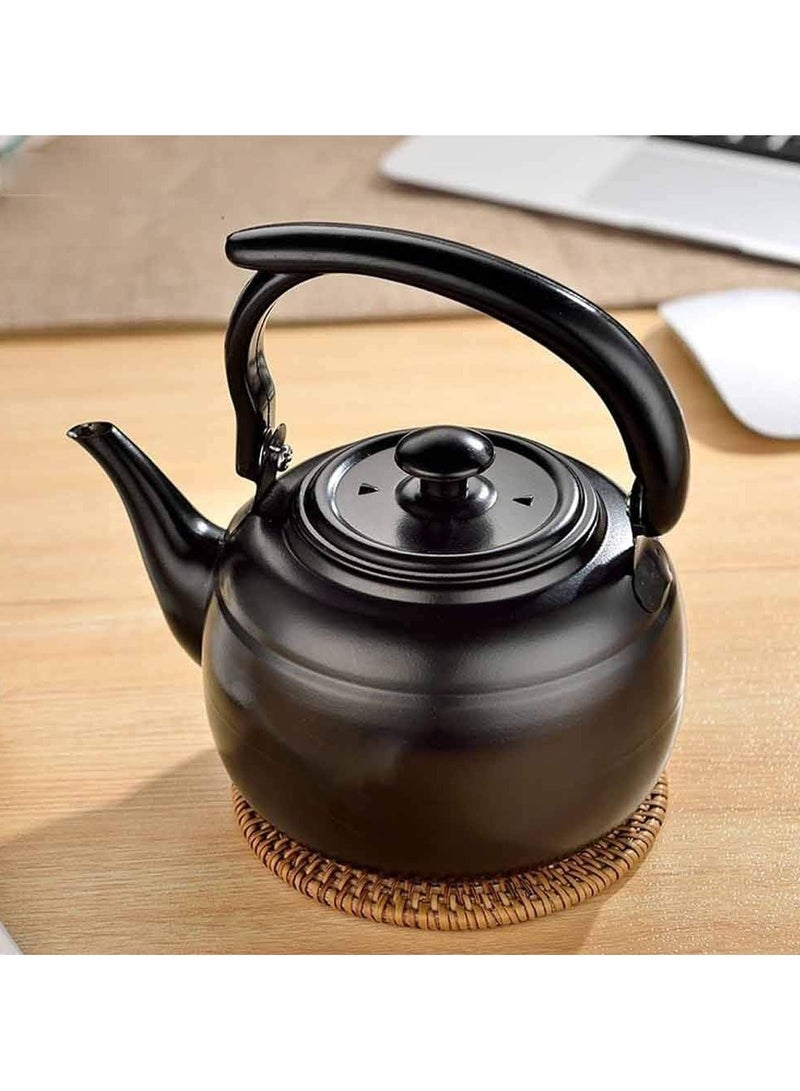 Teapot Stainless Steel Tea Kettle Coffee Tea Hot Water Pot Stovetop Teapot (Color : Black) - Image 2