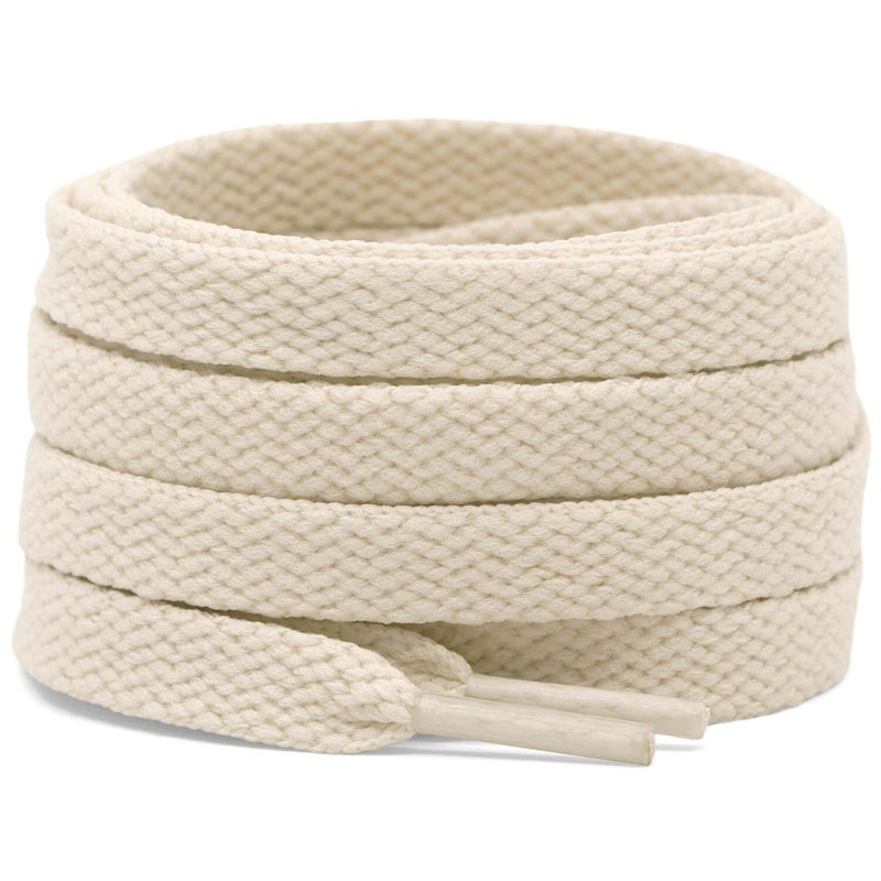 DELELE 2 Pair 55 inch Flat Shoe laces 5/16" Wide Shoelaces for Athletic Running Sneakers Shoes Boot Strings Beige - Image 1