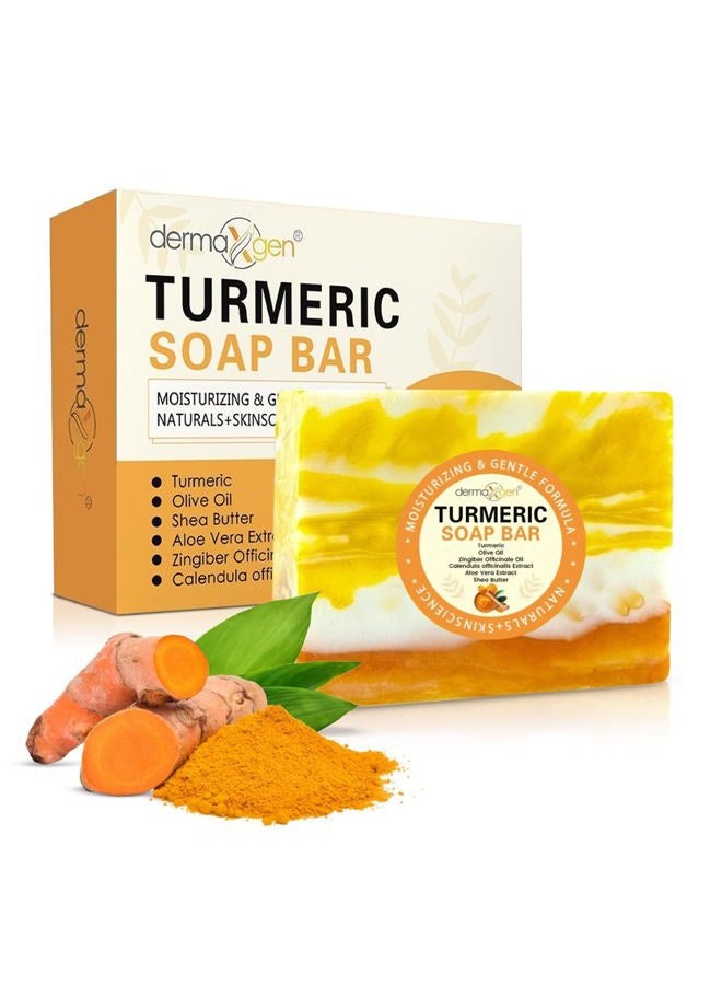 dermaxgen Organic Turmeric Soap Bar for Face & Body – Pure Turmeric Soap Bar for Acne, Scars, Uneven Tone, Blemish Control, Sun Damage & Age Spots – Handcrafted Skincare – 7 OZ - Image 1