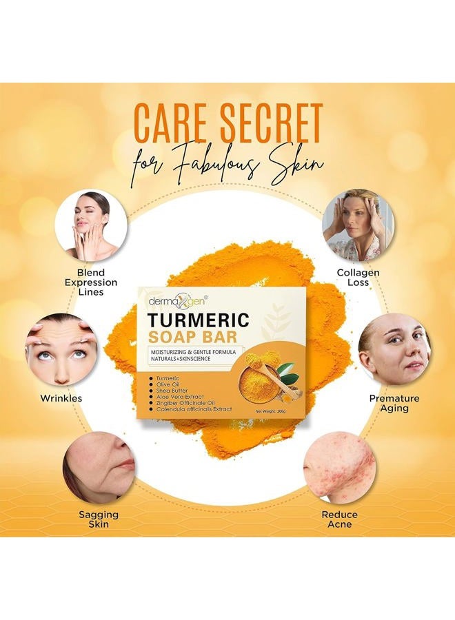 dermaxgen Organic Turmeric Soap Bar for Face & Body – Pure Turmeric Soap Bar for Acne, Scars, Uneven Tone, Blemish Control, Sun Damage & Age Spots – Handcrafted Skincare – 7 OZ - Image 2