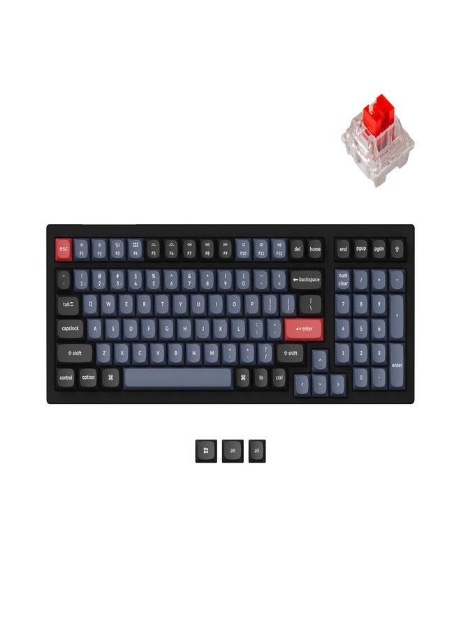 Keychron K4 Pro Custom Wireless Mechanical Keyboard, 96 Keys Hot-swappable QMK/VIA Programmable Macro with K Pro Red Switch RGB Backlit Compatible Mac Windows Linux - Black - Image 1