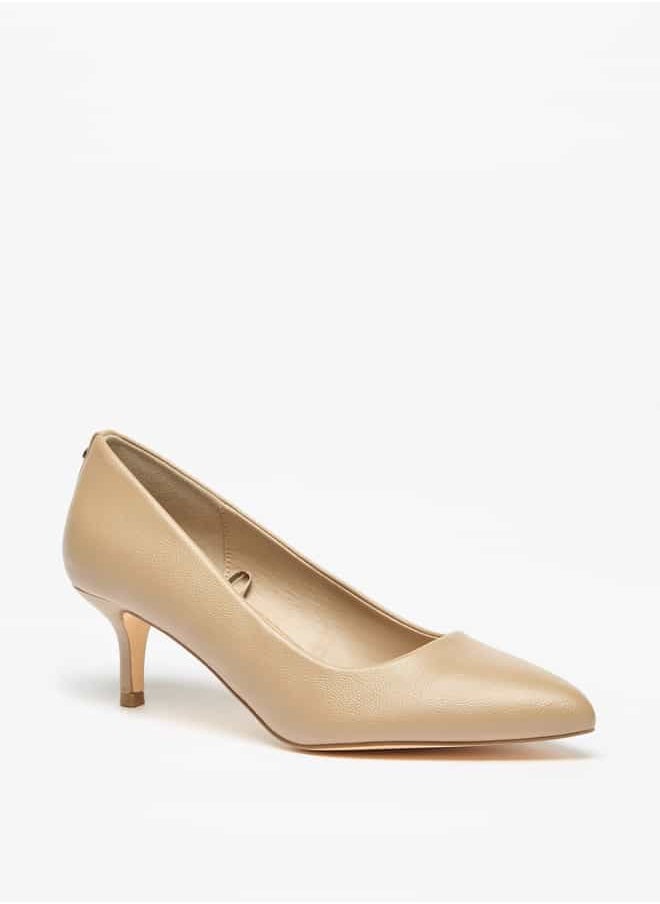 Flora Bella By Shoexpress Women Textured Slip-On Pumps with Kitten Heels  - Image 1