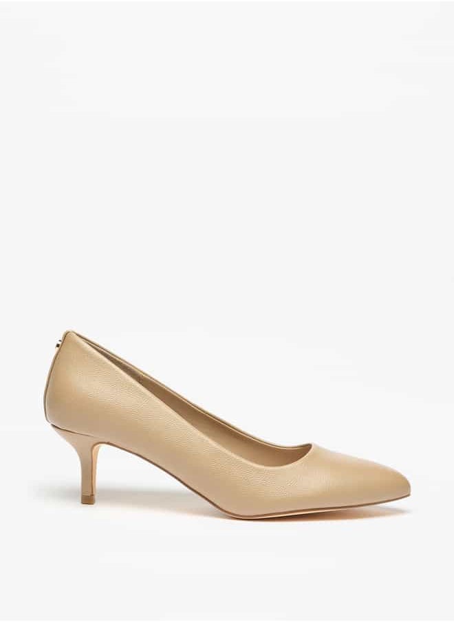 Flora Bella By Shoexpress Women Textured Slip-On Pumps with Kitten Heels  - Image 3