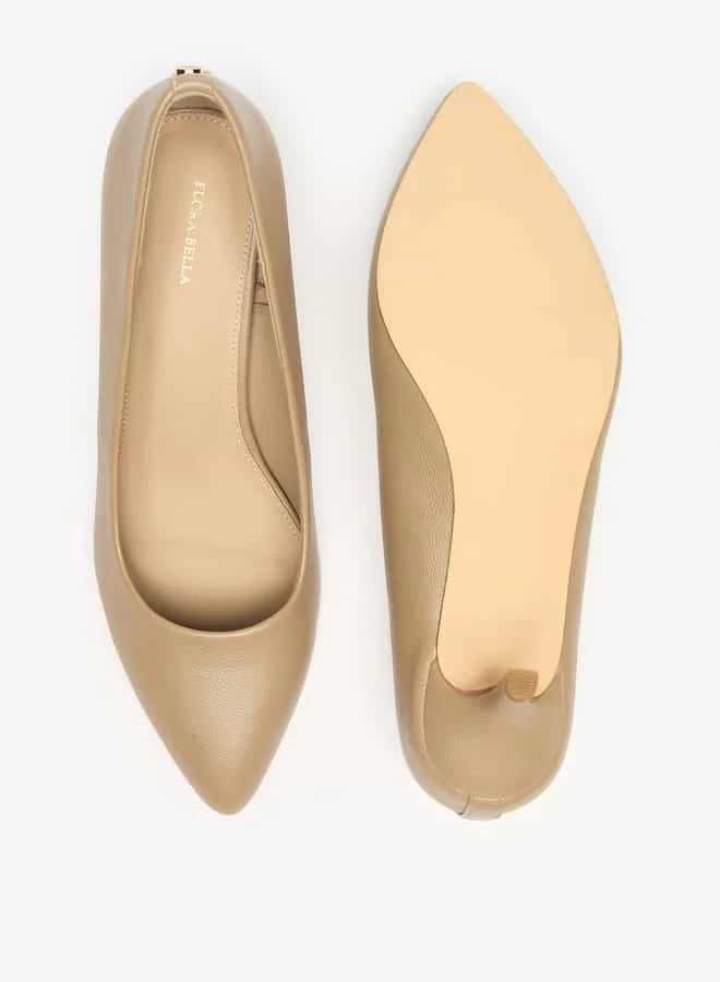 Flora Bella By Shoexpress Women Textured Slip-On Pumps with Kitten Heels