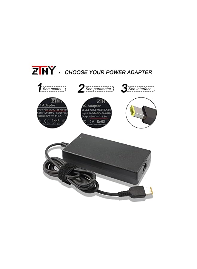 ZTHY 230W Slim Tip Ac Adapter Laptop Charger Replacement For Lenovo Ideapad Legion Y540 Y545 Y740 Y730 Y900 Y910 Y7000 Thinkpad P50 P51 P52 P53 P70 P71 W540 W541 T540P Power Supply - Image 3