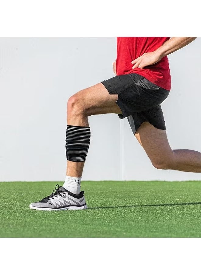 ضمادة ضاغطة مرنة لعضلة الساق، كم ضاغط للساق، قطعتان للرجال والنساء، أربطة ضاغطة للساقين السفلية لتثبيت آلام الأربطة والمفاصل، رياضية قابلة للتعديل، لون أسود، 180 سم - Image 5
