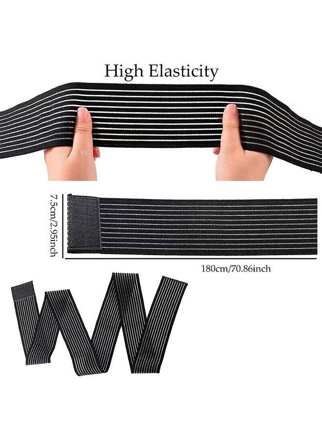 ضمادة ضاغطة مرنة لعضلة الساق، كم ضاغط للساق، قطعتان للرجال والنساء، أربطة ضاغطة للساقين السفلية لتثبيت آلام الأربطة والمفاصل، رياضية قابلة للتعديل، لون أسود، 180 سم - Image 2