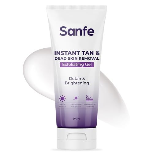 Sanfe Instant Tan & Dead Skin Removal Exfoliating Gel | Visibly Removes Tan | AHA Exfoliation in Minutes | Smooth & Bright Skin | 200g - Image 1