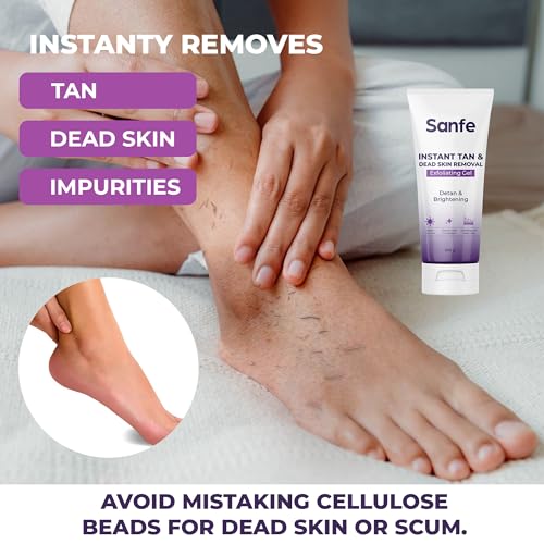 Sanfe Instant Tan & Dead Skin Removal Exfoliating Gel | Visibly Removes Tan | AHA Exfoliation in Minutes | Smooth & Bright Skin | 200g - Image 2