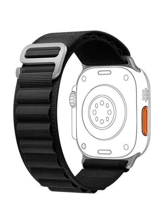Generic - Sleek Alpine Loop For Apple Watch 42/44 Mm Nylon Woven Ring With Sports G Hook Strap Series 6- Black - Image 1