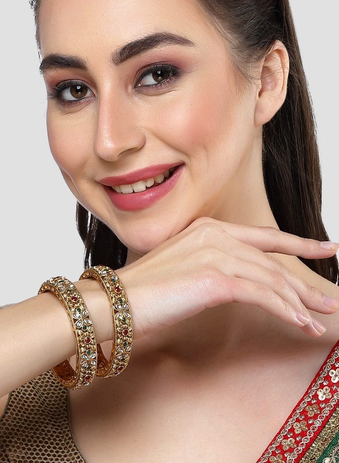 كارات كارت أساور كاراتكارت مطلية بالذهب العتيق بتصميم زهري مرصعة بأحجار حمراء للنساء - Image 3