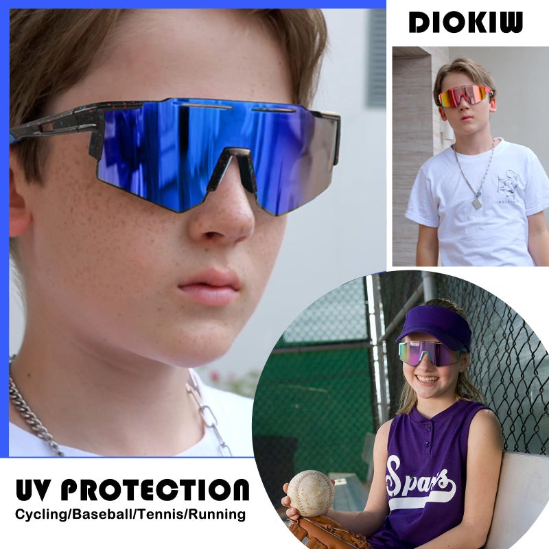 DioKiw 5PACK Polarized Kids sunglasses Youth Softball Cycling Sports Sun Glasses Boys Girls UV400 Protection Goggles - Image 3