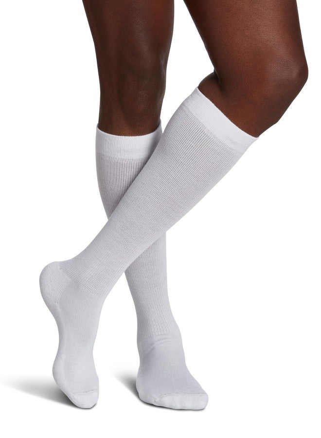 SIGVARIS EVERSOFT Diabetic Sock 160 Knee-high Compression Socks 8-15 mmHg - White - Large - Image 1
