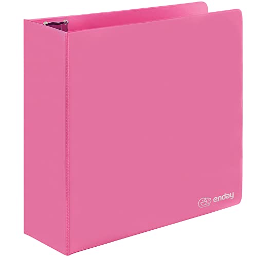 Enday 3 Inch 3 Ring Binder Pink, Slant D-Ring 3” Clear View Cover with 2 Inside Pockets, Heavy Duty Colored School Supplies Office and Home Binders – by Enday - Image 2