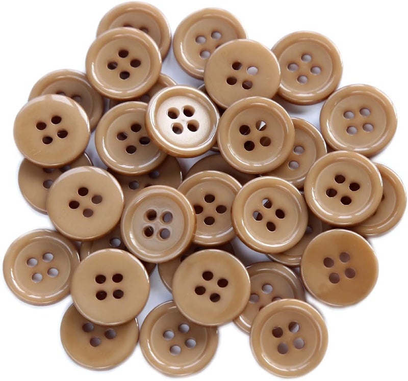 GANSSIA 5/8 Inch (15mm) Brown Color Buttons for DIY Crafts Flatback Buttons Sewing Garments Pack of 160 PCS - Image 1
