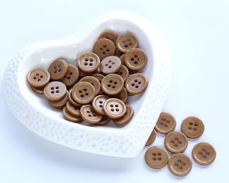 GANSSIA 5/8 Inch (15mm) Brown Color Buttons for DIY Crafts Flatback Buttons Sewing Garments Pack of 160 PCS - Image 2