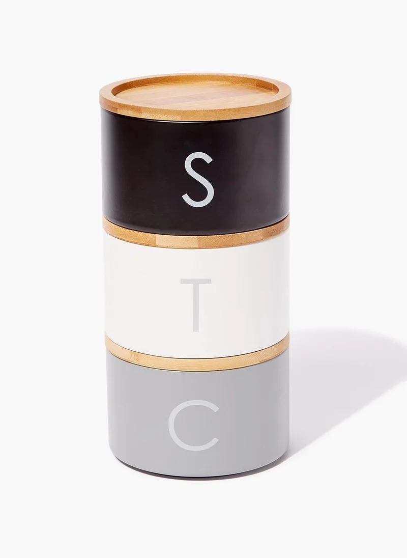 Matalan Metal Tea Coffee & Sugar Stackable Canisters (27cm x 13.5cm)