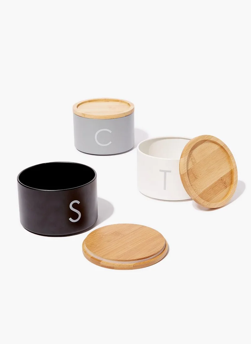 Matalan Metal Tea Coffee & Sugar Stackable Canisters (27cm x 13.5cm)