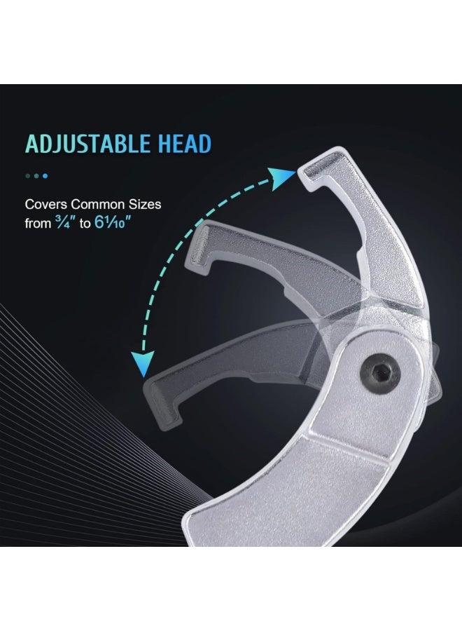 8pc Adjustable Pin Spanner Wrench Tool Set, Spanner Nut Wrench Tools with Changeable Heads for Pipes Heating Cars, Coilover Hook Wrenches for Suspension System, 3/4" to 6-1/10" - Image 3