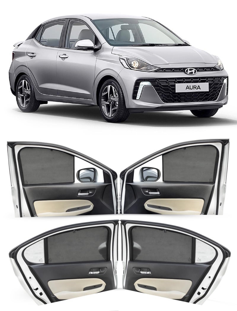 Autofact Car Sunshades for Hyundai Aura, UV Protection, Useful Car Accessories, Custom fit Sun Shades for Side Windows, Set of 4 - Image 1