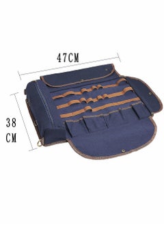 HomarKet Bartender Kit Bag, Portable Waxed Canvas Bag Can Use For Professional 17-Piece Bar Tool Set, Including Shoulder Strap for Easy Carry(Bar Tools Not Include)(Blue)  - Image 3
