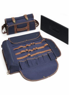 HomarKet Bartender Kit Bag, Portable Waxed Canvas Bag Can Use For Professional 17-Piece Bar Tool Set, Including Shoulder Strap for Easy Carry(Bar Tools Not Include)(Blue)  - Image 4