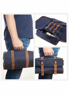 HomarKet Bartender Kit Bag, Portable Waxed Canvas Bag Can Use For Professional 17-Piece Bar Tool Set, Including Shoulder Strap for Easy Carry(Bar Tools Not Include)(Blue)  - Image 2