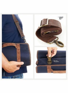 HomarKet Bartender Kit Bag, Portable Waxed Canvas Bag Can Use For Professional 17-Piece Bar Tool Set, Including Shoulder Strap for Easy Carry(Bar Tools Not Include)(Blue)  - Image 5