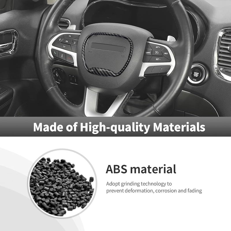 GLECTG Central Control Steering Button Frame Trim with Dodge Challenger Durango Charger 2015-2025，Perfect Dodge Charger Steering Wheel Trim & Challenger Accessories，Black Carbon Fiber - Image 4