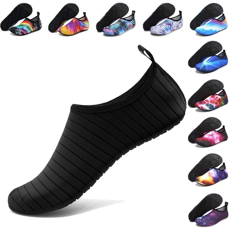 ANLUKE Water Shoes Barefoot Aqua Yoga Socks Quick-Dry Beach Swim Surf Shoes for Women Men Black/Solid 38/39 - Image 1