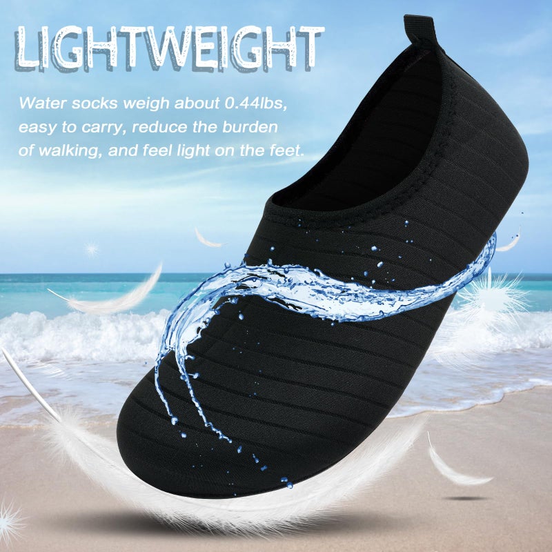 ANLUKE Water Shoes Barefoot Aqua Yoga Socks Quick-Dry Beach Swim Surf Shoes for Women Men Black/Solid 38/39 - Image 4