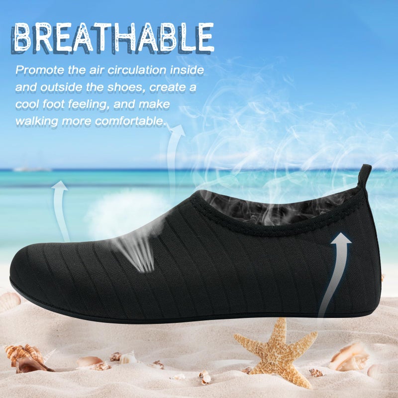 ANLUKE Water Shoes Barefoot Aqua Yoga Socks Quick-Dry Beach Swim Surf Shoes for Women Men Black/Solid 38/39 - Image 3