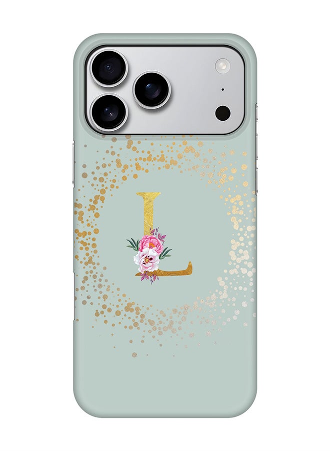Stylizedd For iPhone 17 Pro Max,Case, [Compatible with MagSafe] Magnetic cover Slim fit Protection Matte, - Custom Monogram Floral - L  (Light Grey )