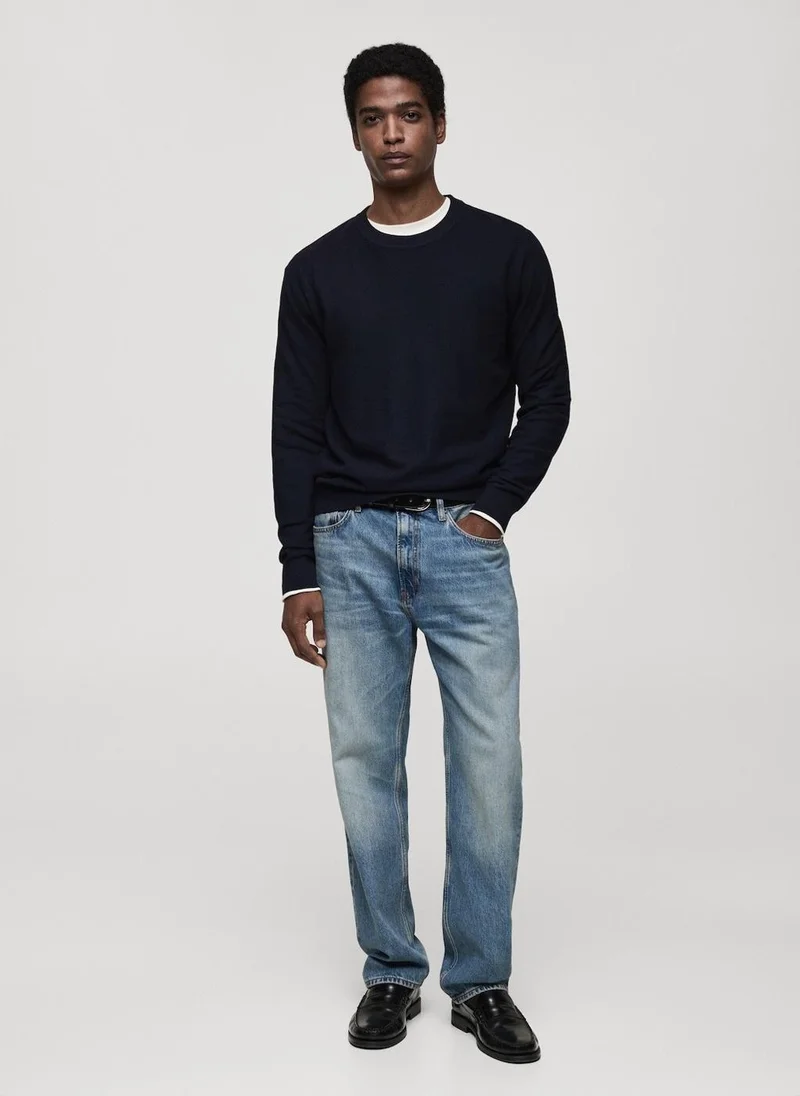 Mango Man Microstructured Cotton Knitted Sweater