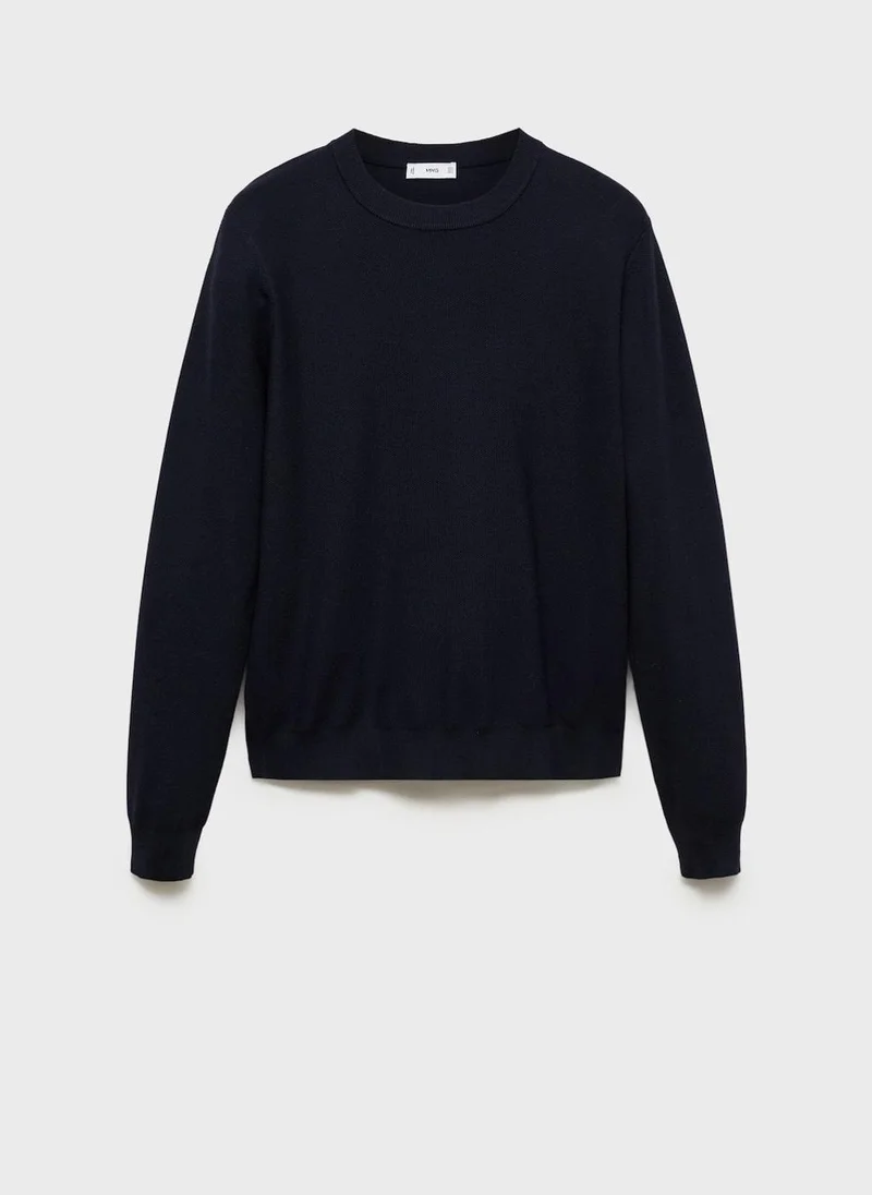 Mango Man Microstructured Cotton Knitted Sweater