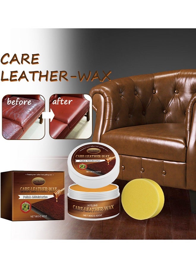 Leather Care Wax, Furniture Leather Scratch Remover, Leather Couch Scratch Repair, Leather Salve With Sponge, Leather Salve For Furniture, Suitable For Furniture Leather Sofa Car Seats, 80G - Image 2