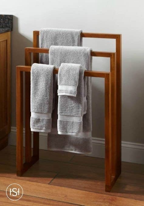 Elegant Classic Freestanding Towel Stand Floor Standing Towel StandBath OrganizerTowel Drying Rack 45 x 22 x 86  - Image 2