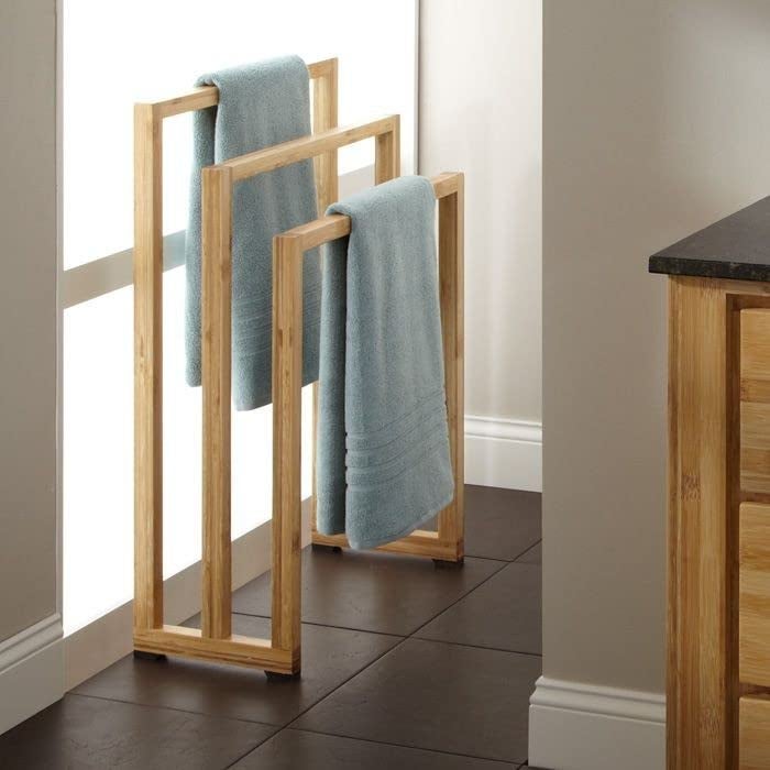 Elegant Classic Freestanding Towel Stand Floor Standing Towel StandBath OrganizerTowel Drying Rack 45 x 22 x 86  - Image 1